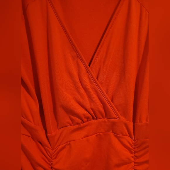 Chic Red Ruched Dress - Picture 3 of 4